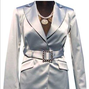 Cache Rhinestone Self-Belt Top Jacket Lined Satin
